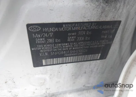 2017 Hyundai Elantra Value Edition z USA, uszkodzony, nr VIN 5NPD84LF3HH210026